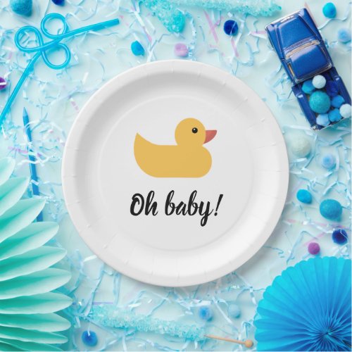 Yellow Rubber Duck Bath Ducky Oh Baby Shower Paper Plates