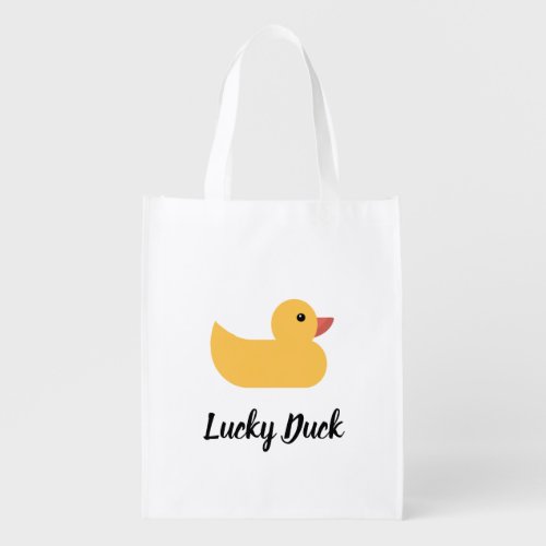 Yellow Rubber Duck Bath Lucky Duck Grocery Bag