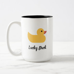 Yellow Rubber Duck Bath Lucky Duck Two-Tone Coffee Mug