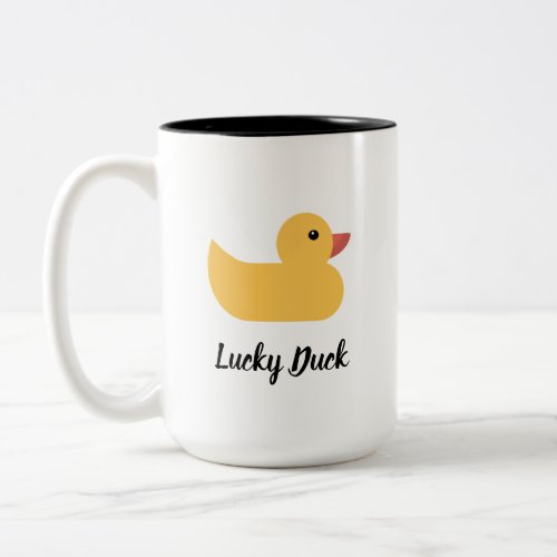 Yellow Rubber Duck Bath Lucky Duck Two_Tone Coffee Mug