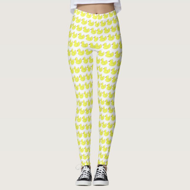 Yellow Rubber Duck Bathtub Toy Ducky Duckie Leggings (Front)