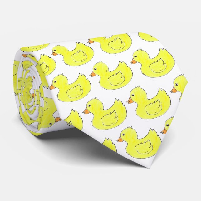 Yellow Rubber Duck Bathtub Toy Ducky Duckie Neck Tie (Rolled)