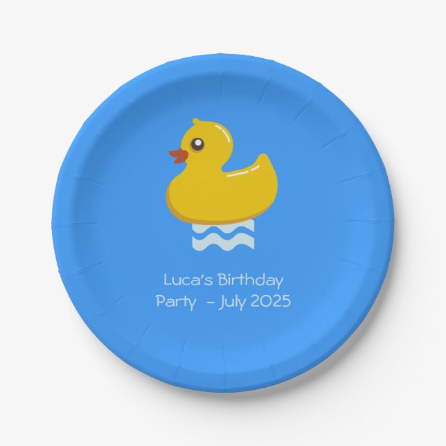 yellow rubber duck  -birthday party paper plates (Front)