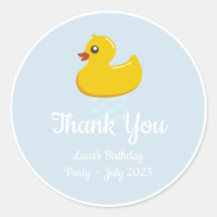 yellow rubber duck  -birthday party - Thank you Classic Round Sticker
