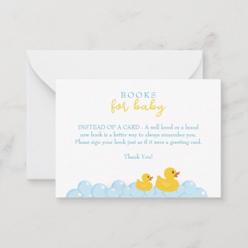Yellow Rubber Duck Books For Baby Insert Card