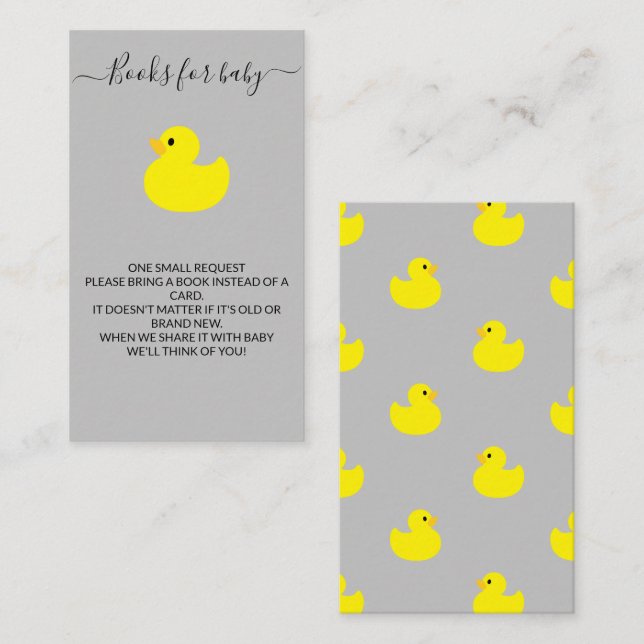 Yellow Rubber Duck Books for baby Ticket Enclosure Card (Front/Back)