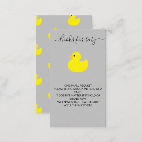 Yellow Rubber Duck Books for baby Ticket Enclosure Card