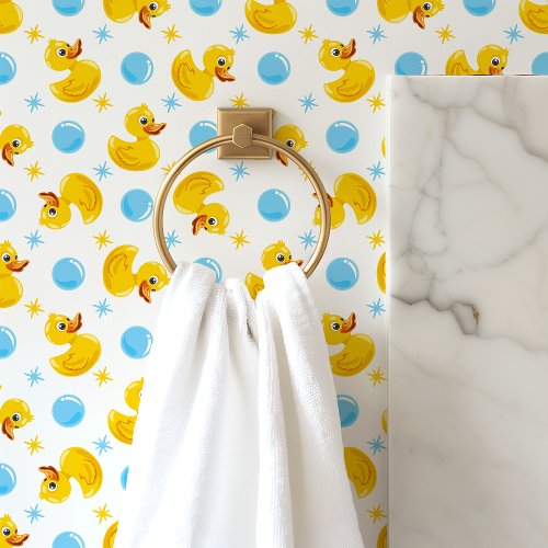 Yellow Rubber Duck  Bubbles Wallpaper