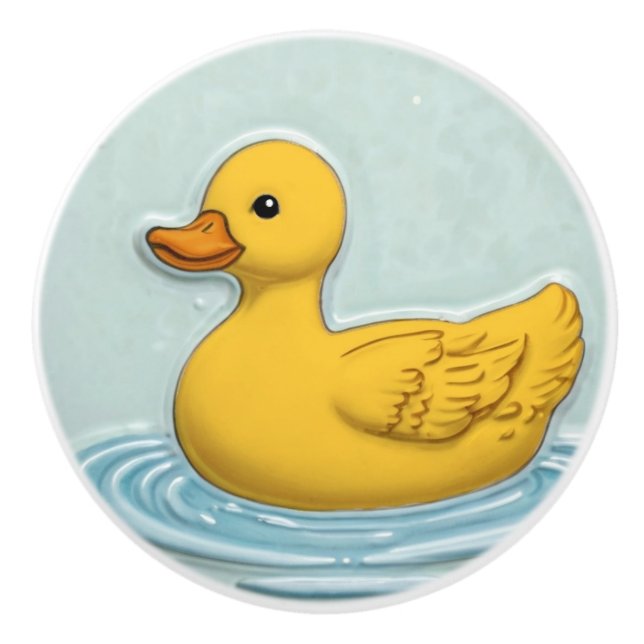 Yellow Rubber Duck Cute Duckie Ducky Toy Bathroom Ceramic Knob (Front)
