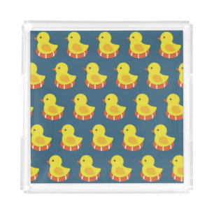 Yellow rubber duck, cute, seamless pattern. acrylic tray