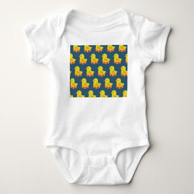 Yellow rubber duck, cute, seamless pattern. baby bodysuit (Front)
