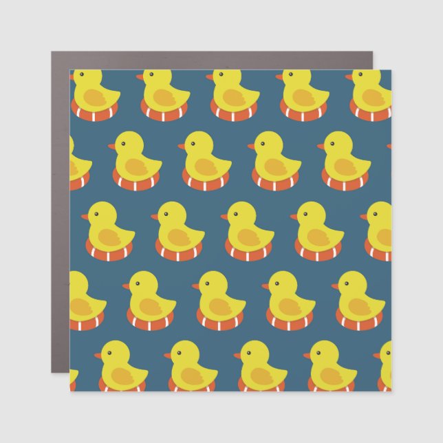 Yellow rubber duck, cute, seamless pattern. car magnet (Front)