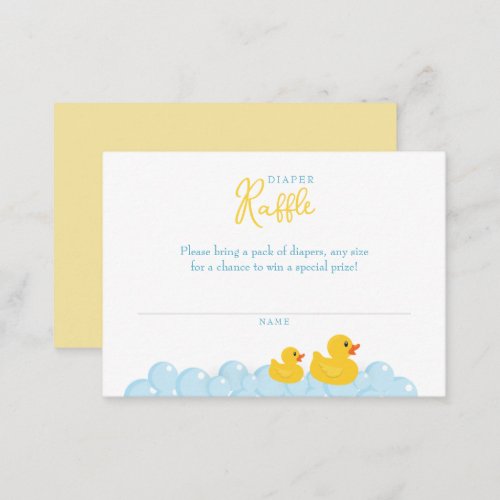 Yellow Rubber Duck Diaper Raffle Card Insert