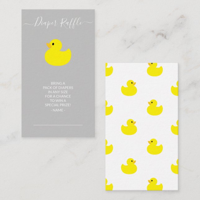 Yellow Rubber Duck Diaper Raffle Ticket Enclosure  (Front/Back)