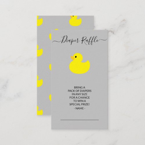 Yellow Rubber Duck Diaper Raffle Ticket Enclosure Card