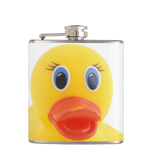 Yellow Rubber Duck Duckface Hip Flask