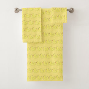 Yellow Rubber Duck Duckie Ducky Bird Bathtub Toy Bath Towel Set