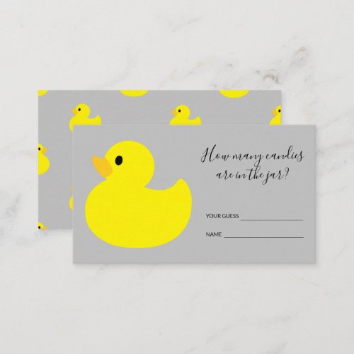 Yellow Rubber Duck How many candies are in the jar Enclosure Card