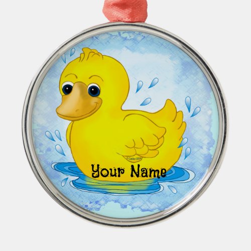 Yellow Rubber Duck Metal Ornament