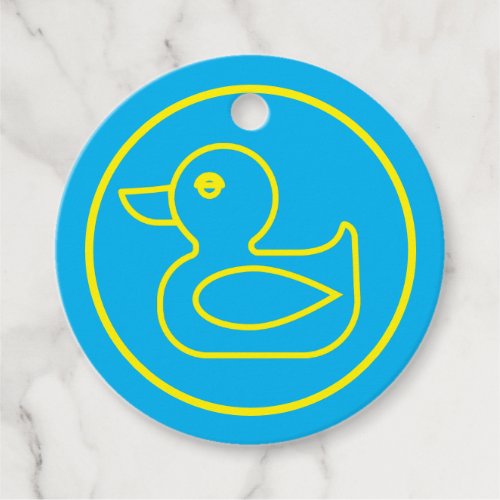 Yellow Rubber Duck on Blue Personalized Favor Tags