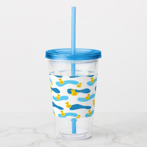 Yellow Rubber Duck Pattern Acrylic Tumbler