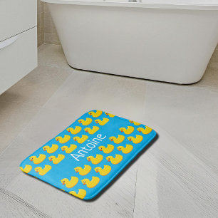 Yellow rubber duck  pattern  - add name   bath mat
