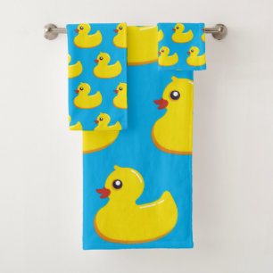yellow rubber duck pattern bath towel set