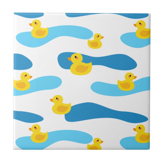 Yellow Rubber Duck Pattern Ceramic Tile (Front)