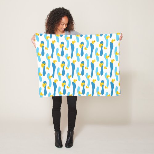 Yellow Rubber Duck Pattern Fleece Blanket