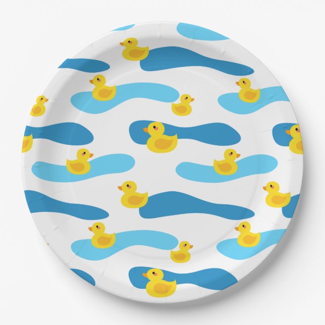 Yellow Rubber Duck Pattern Paper Plates (Front)