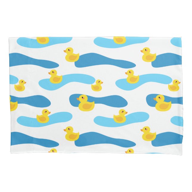 Yellow Rubber Duck Pattern Pillow Case (Front-Left)