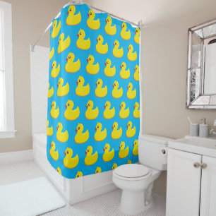 yellow rubber duck pattern shower curtain