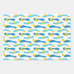 Yellow Rubber Duck Pattern Wrapping Paper Sheets