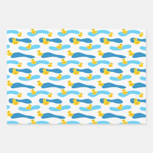 Yellow Rubber Duck Pattern Wrapping Paper Sheets