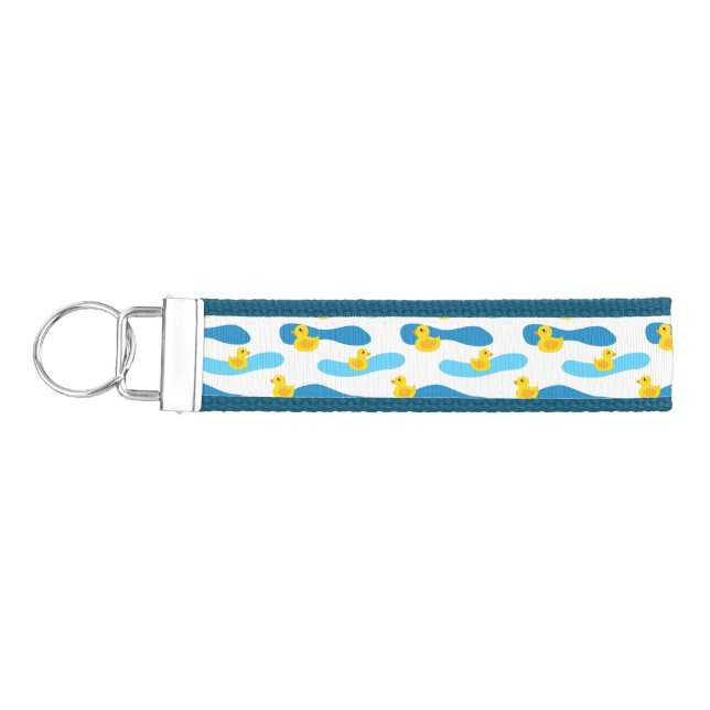 Yellow Rubber Duck Pattern Wrist Keychain (Keys on Left)
