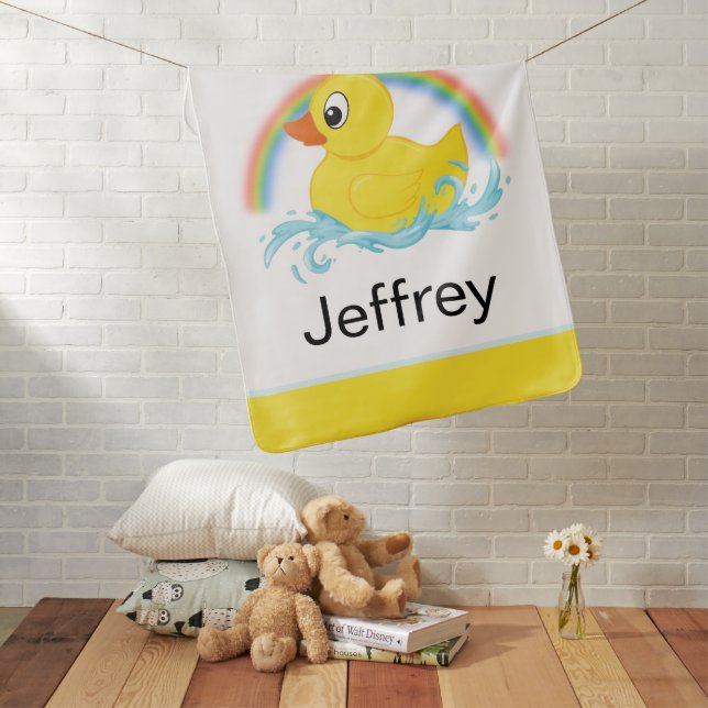 Yellow Rubber Duck Personalized Baby Blanket (In Situ)