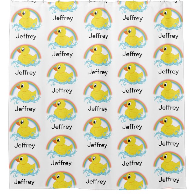 Yellow Rubber Duck Personalized Shower Curtain (Front)