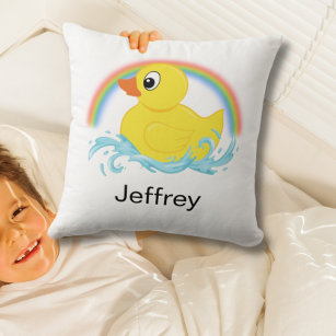 Yellow Rubber Duck Personalized Throw Pillow