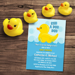 Yellow Rubber Duck Rub A Dub Dub Baby Shower Invitation