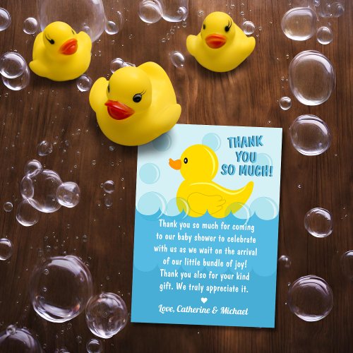 Yellow Rubber Duck Rub A Dub Dub Baby Shower Thank You Card