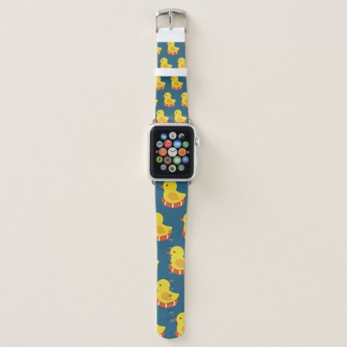 yellow rubber duck seamless pattern. Vintage illus Apple Watch Band