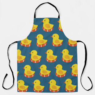 yellow rubber duck seamless pattern. Vintage illus Apron