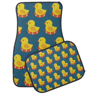 yellow rubber duck seamless pattern. Vintage illus Car Floor Mat
