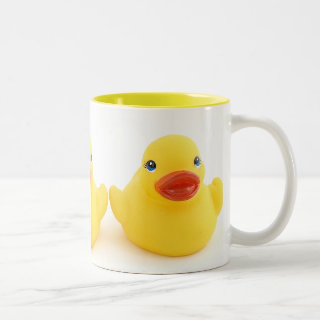 Yellow Rubber Duck Trio Two-Tone Coffee Mug (Right)