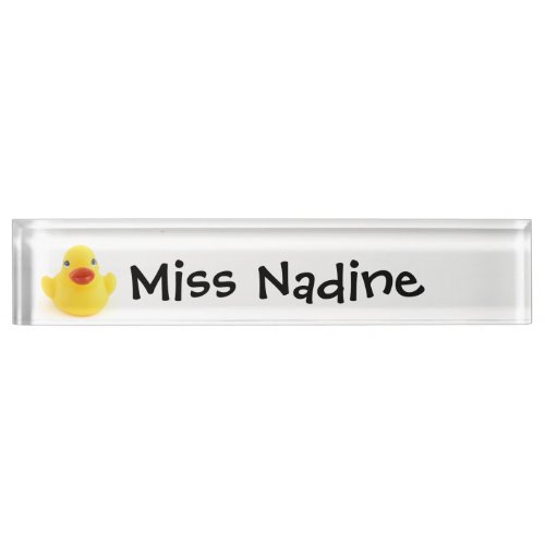 Yellow Rubber Duck with Childish Text Name Name Plate