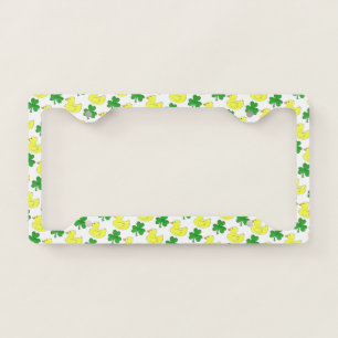 Yellow Rubber Duckie Green Shamrock LUCKY DUCK License Plate Frame
