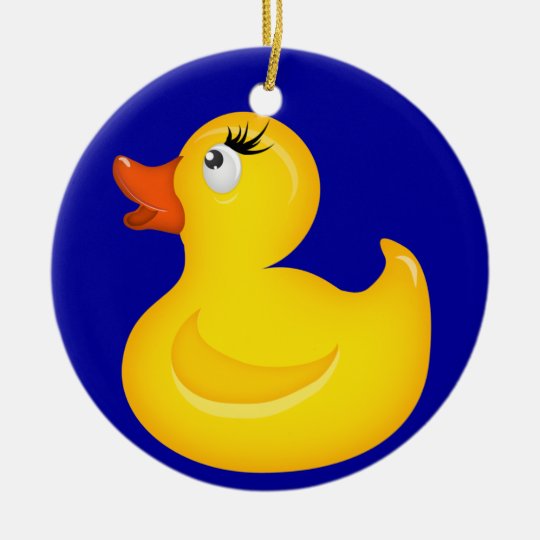 Yellow Rubber Duckies Ceramic Ornament
