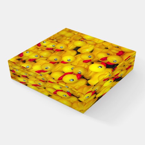 Yellow rubber duckies paperweight