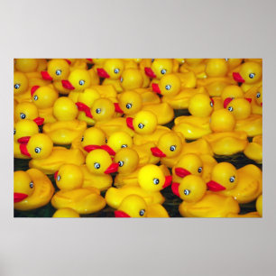 Yellow rubber duckies print poster