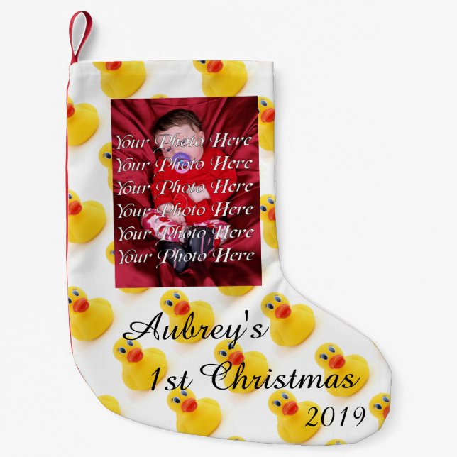 Yellow Rubber Ducks 1st Christmas Small Christmas Stocking (Front)